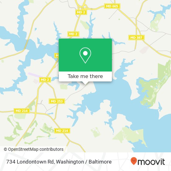 Mapa de 734 Londontown Rd, Edgewater, MD 21037