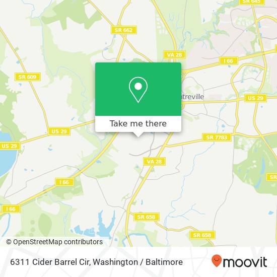 Mapa de 6311 Cider Barrel Cir, Centreville, VA 20121