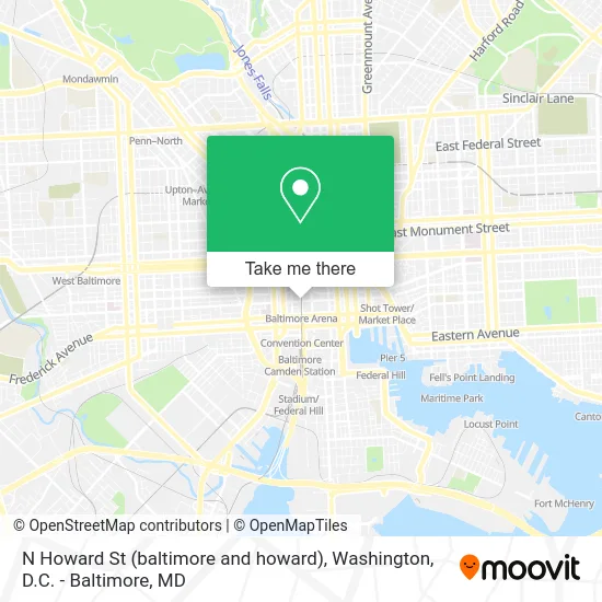 N Howard St (baltimore and howard) map