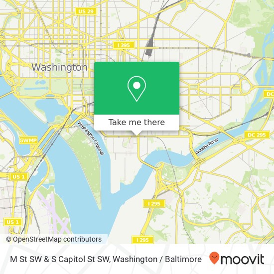 M St SW & S Capitol St SW map