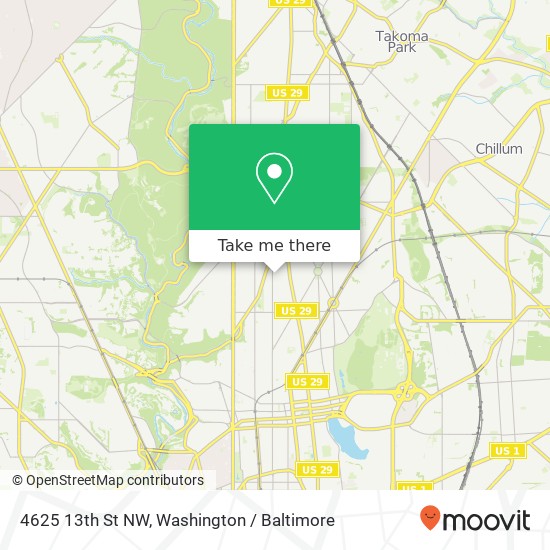 Mapa de 4625 13th St NW, Washington, DC 20011