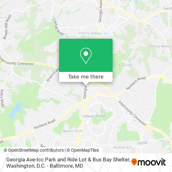 Mapa de Georgia Ave-Icc Park and Ride Lot & Bus Bay Shelter
