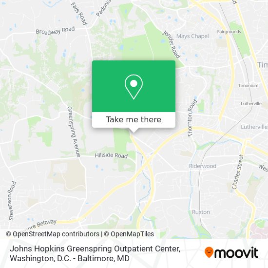 Johns Hopkins Greenspring Outpatient Center map