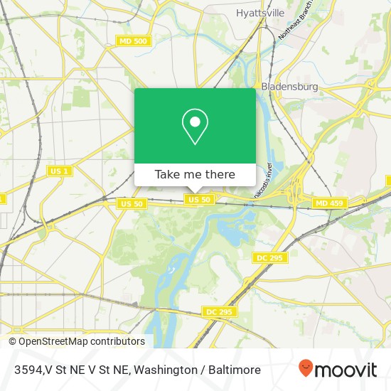 Mapa de 3594,V St NE V St NE, Washington, DC 20018