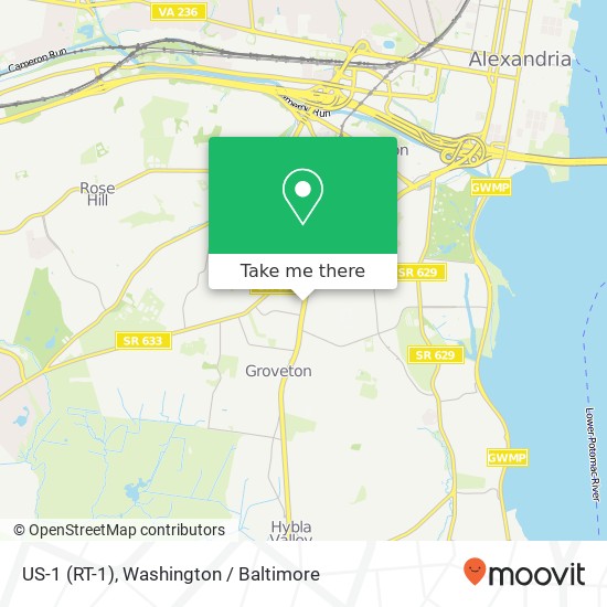 Mapa de US-1 (RT-1), Alexandria, VA 22306