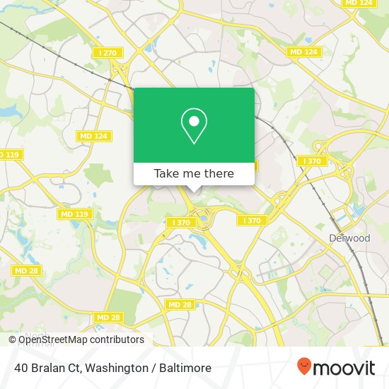 Mapa de 40 Bralan Ct, Gaithersburg, MD 20877