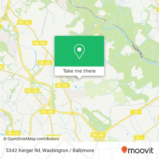 Mapa de 5342 Kerger Rd, Ellicott City, MD 21043