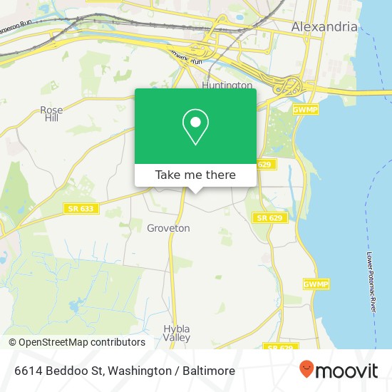 Mapa de 6614 Beddoo St, Alexandria, VA 22306