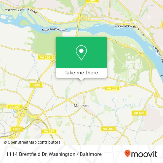 Mapa de 1114 Brentfield Dr, McLean, VA 22101