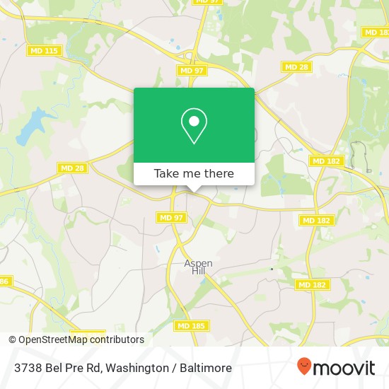 Mapa de 3738 Bel Pre Rd, Silver Spring, MD 20906