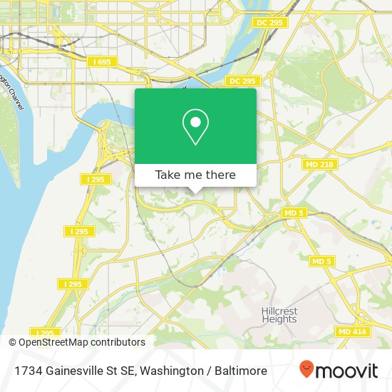 Mapa de 1734 Gainesville St SE, Washington, DC 20020