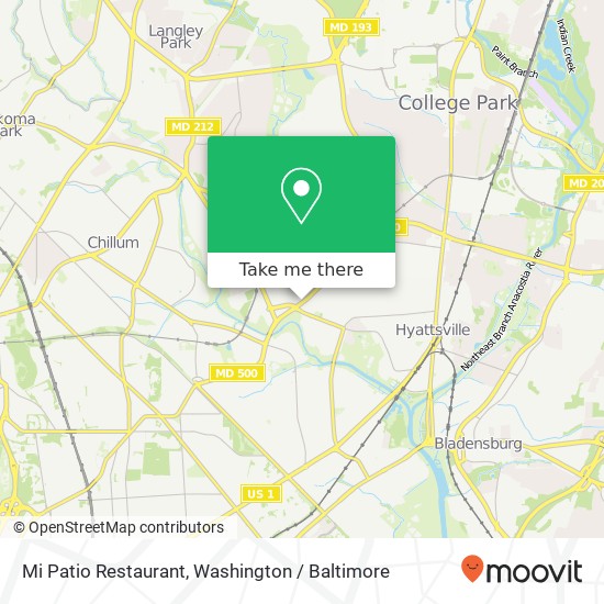 Mapa de Mi Patio Restaurant, 5420 Queens Chapel Rd