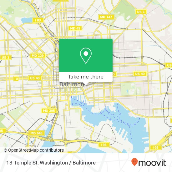 Mapa de 13 Temple St, Baltimore, MD 21202