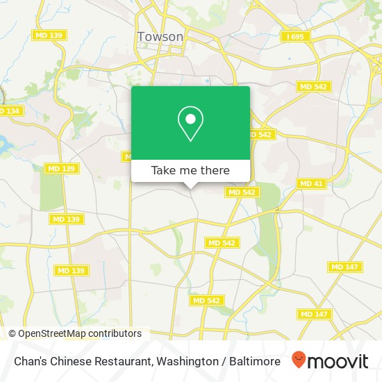 Mapa de Chan's Chinese Restaurant, 6307 Sherwood Rd