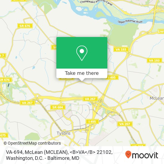 Mapa de VA-694, McLean (MCLEAN), <B>VA< / B> 22102