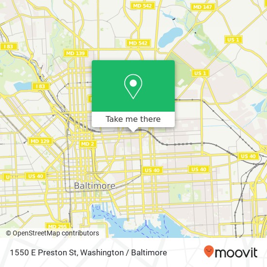 Mapa de 1550 E Preston St, Baltimore, MD 21213