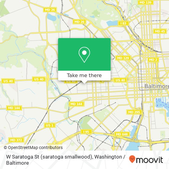 Mapa de W Saratoga St (saratoga smallwood), Baltimore, MD 21223