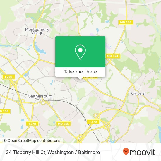 Mapa de 34 Tisberry Hill Ct, Gaithersburg, MD 20877