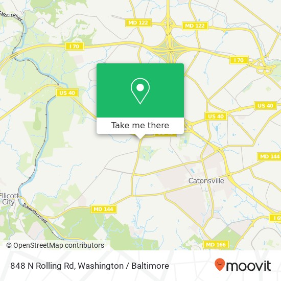 Mapa de 848 N Rolling Rd, Catonsville, MD 21228