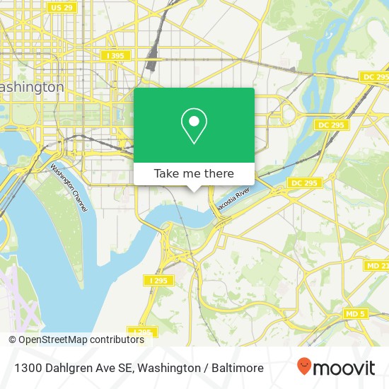 Mapa de 1300 Dahlgren Ave SE, Washington Navy Yard, DC 20374