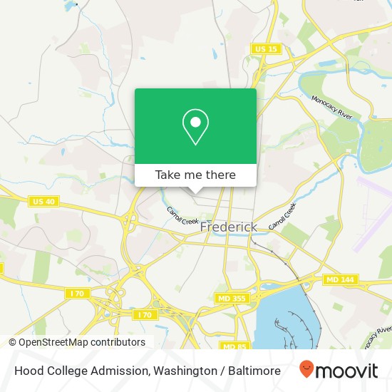 Hood College Admission, Martha E Church Dr map