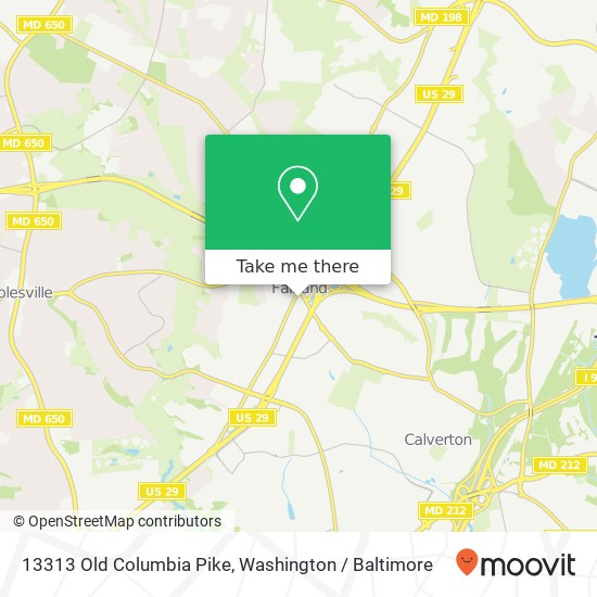 13313 Old Columbia Pike, Silver Spring, MD 20904 map