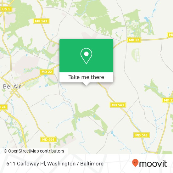 Mapa de 611 Carloway Pl, Bel Air, MD 21015