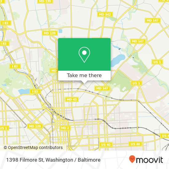Mapa de 1398 Filmore St, Baltimore, MD 21218