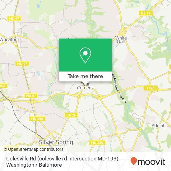 Colesville Rd (colesville rd intersection MD-193), Silver Spring, <B>MD< / B> 20901 map