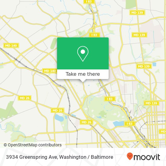 Mapa de 3934 Greenspring Ave, Baltimore, MD 21211