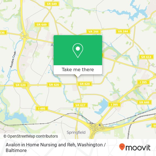 Mapa de Avalon in Home Nursing and Reh, 5019 Backlick Rd