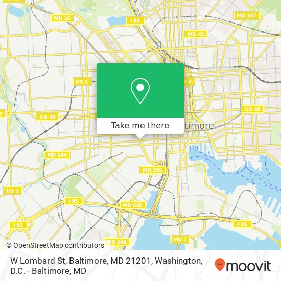 Mapa de W Lombard St, Baltimore, MD 21201
