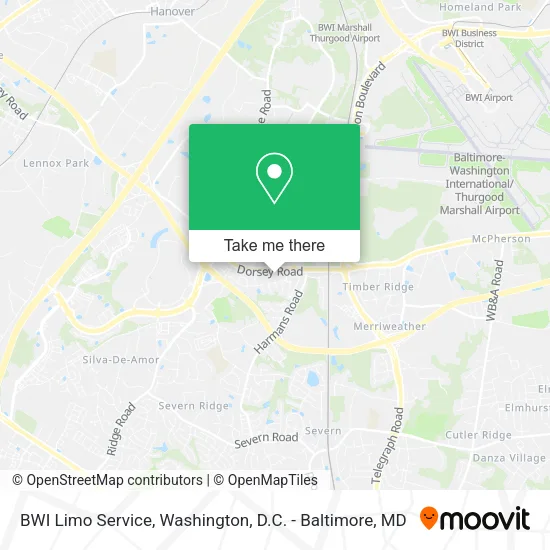 BWI Limo Service map