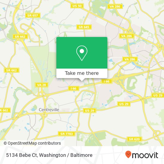 Mapa de 5134 Bebe Ct, Centreville, VA 20120