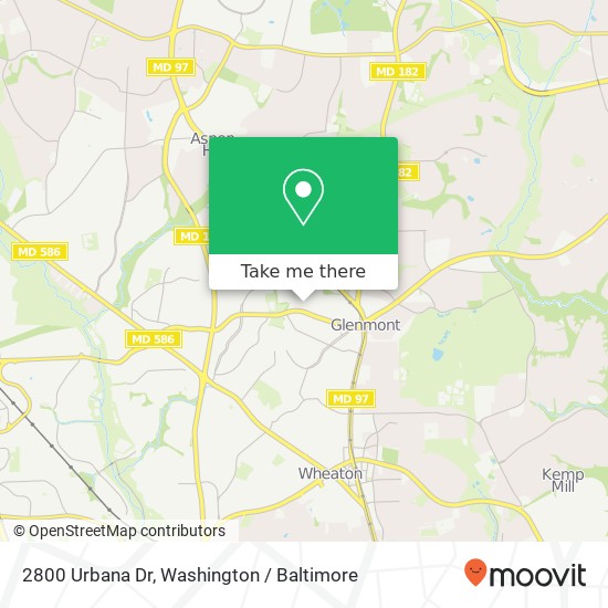 Mapa de 2800 Urbana Dr, Silver Spring, MD 20906