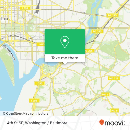 Mapa de 14th St SE, Washington, <B>DC< / B> 20020