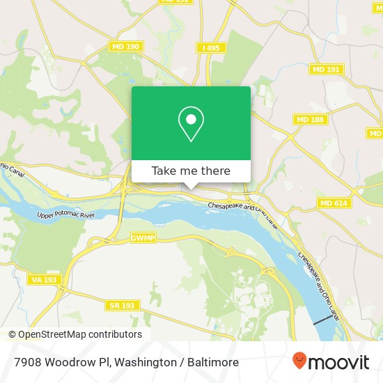 Mapa de 7908 Woodrow Pl, Cabin John, MD 20818