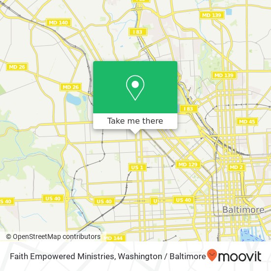 Mapa de Faith Empowered Ministries, 1900 Walbrook Ave