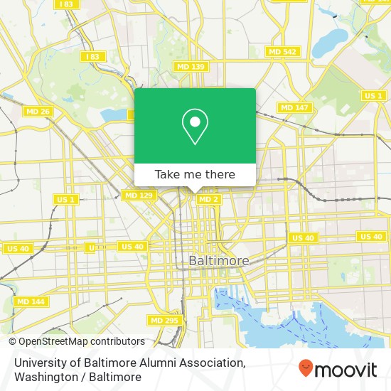 Mapa de University of Baltimore Alumni Association, 1130 N Charles St