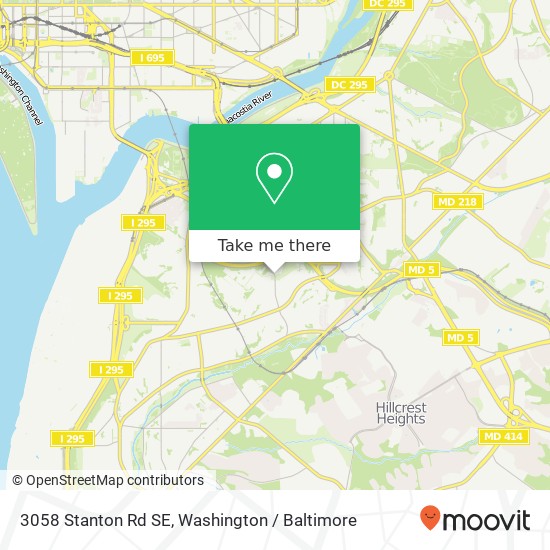 Mapa de 3058 Stanton Rd SE, Washington, DC 20020
