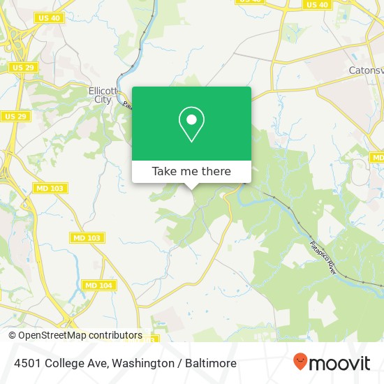 Mapa de 4501 College Ave, Ellicott City, MD 21043