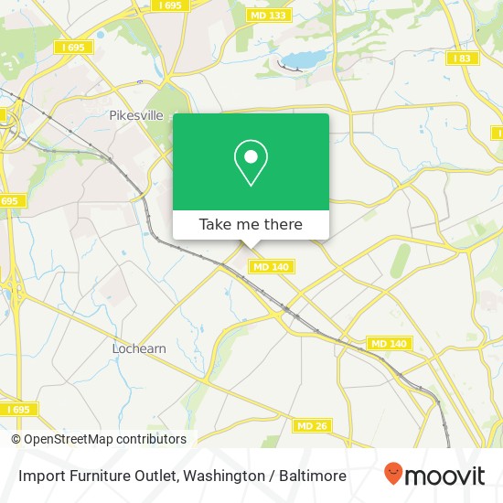 Mapa de Import Furniture Outlet, 6316 Reisterstown Rd