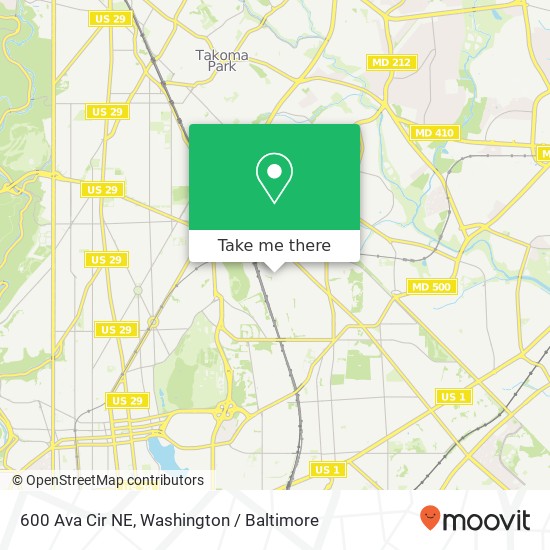 Mapa de 600 Ava Cir NE, Washington, DC 20017