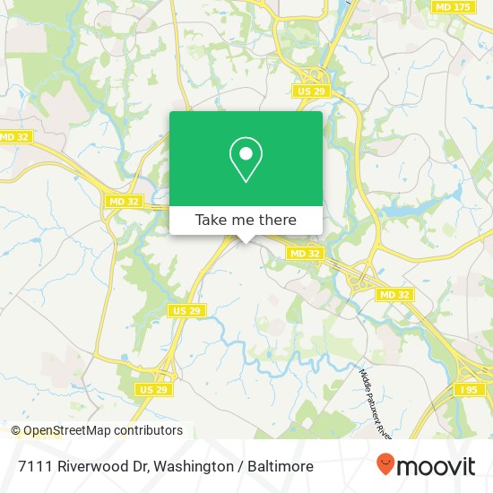 Mapa de 7111 Riverwood Dr, Columbia, MD 21046