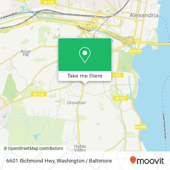 Mapa de 6601 Richmond Hwy, Alexandria, VA 22306