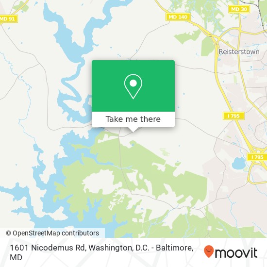 Mapa de 1601 Nicodemus Rd, Reisterstown, MD 21136