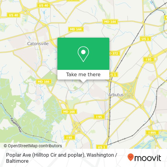 Poplar Ave (Hilltop Cir and poplar), Catonsville, MD 21228 map