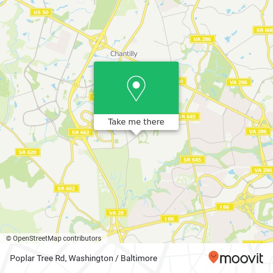 Mapa de Poplar Tree Rd, Chantilly, VA 20151