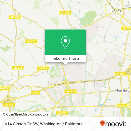 Mapa de 614 Gibson Cir SW, Vienna, VA 22180