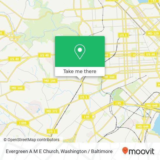 Mapa de Evergreen A M E Church, 3342 Old Frederick Rd